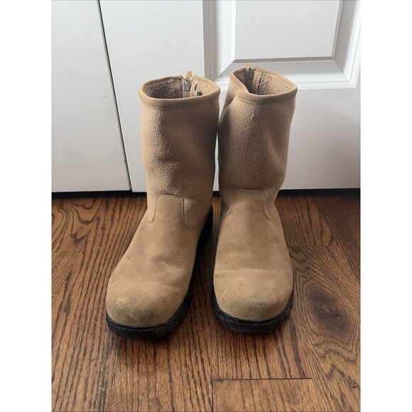 Lands’ End Chestnut Suede Fleece Sweater Snow Boots Women’s Size 8.5 - Picture 2 of 5